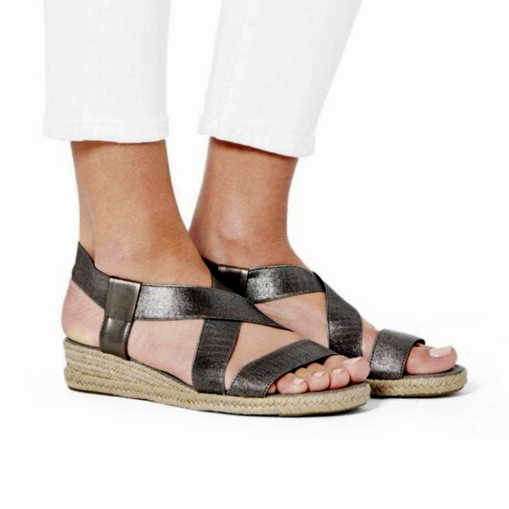 Aquatalia Maggie Demi-Wedge Sandals 8 Stretchy Elastic Espadrille